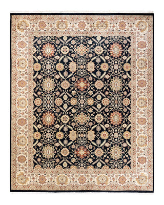 Traditional Mogul Black Wool Area Rug 8' 3" x 10' 4" - Solo Rugs