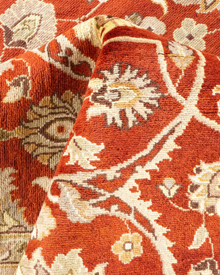 Traditional Mogul Orange Wool Area Rug 9' 2" x 12' 4" - Solo Rugs