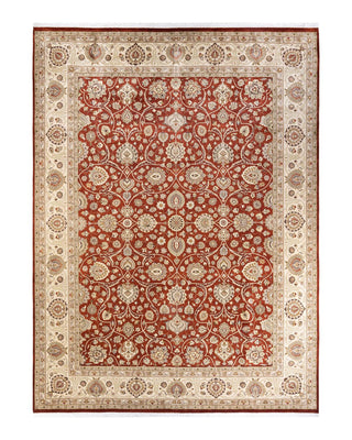 Traditional Mogul Orange Wool Area Rug 9' 2" x 12' 4" - Solo Rugs