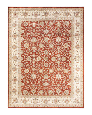 Traditional Mogul Orange Wool Area Rug 9' 1" x 12' 0" - Solo Rugs
