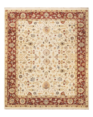 Traditional Mogul Ivory Wool Area Rug 9' 2" x 11' 2" - Solo Rugs