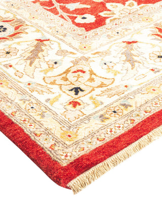 Traditional Mogul Red Wool Area Rug 9' 3" x 11' 9" - Solo Rugs
