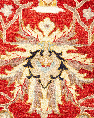 Traditional Mogul Red Wool Area Rug 9' 3" x 11' 9" - Solo Rugs