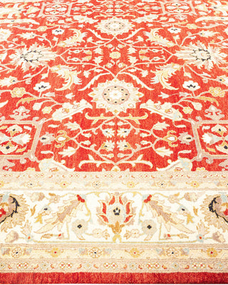 Traditional Mogul Red Wool Area Rug 9' 3" x 11' 9" - Solo Rugs