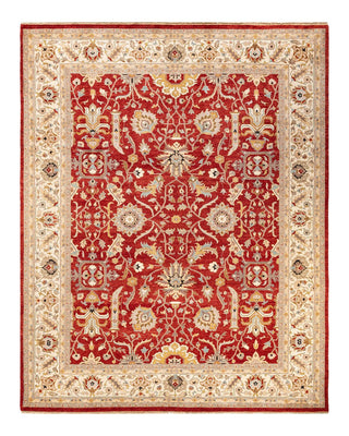 Traditional Mogul Red Wool Area Rug 9' 3" x 11' 9" - Solo Rugs