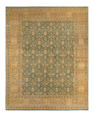 Traditional Mogul Green Wool Area Rug 7' 10" x 10' 0" - Solo Rugs