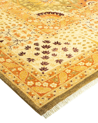 Traditional Mogul Green Wool Area Rug 6' 3" x 9' 2" - Solo Rugs