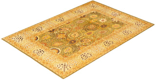 Traditional Mogul Green Wool Area Rug 6' 3" x 9' 2" - Solo Rugs
