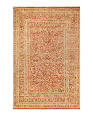 Traditional Mogul Orange Wool Area Rug 6' 1" x 9' 4" - Solo Rugs