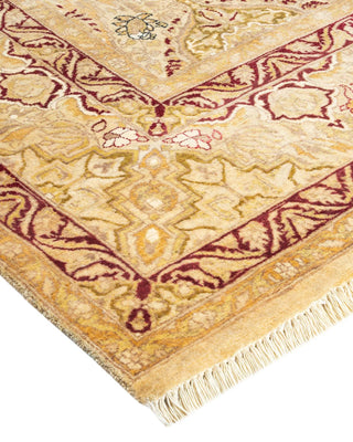 Traditional Mogul Yellow Wool Area Rug 6' 2" x 9' 1" - Solo Rugs