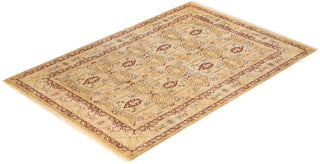 Traditional Mogul Yellow Wool Area Rug 6' 2" x 9' 1" - Solo Rugs