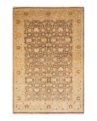 Traditional Mogul Brown Wool Area Rug 6' 2" x 9' 1" - Solo Rugs