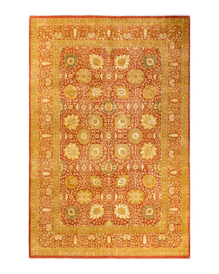 Traditional Mogul Orange Wool Area Rug 6' 0" x 9' 1" - Solo Rugs