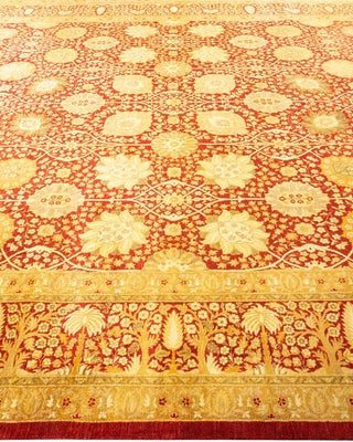 Traditional Mogul Orange Wool Area Rug 9' 2" x 12' 1" - Solo Rugs
