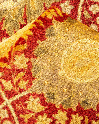 Traditional Mogul Orange Wool Area Rug 9' 2" x 12' 1" - Solo Rugs