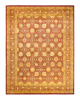 Traditional Mogul Orange Wool Area Rug 9' 2" x 12' 1" - Solo Rugs