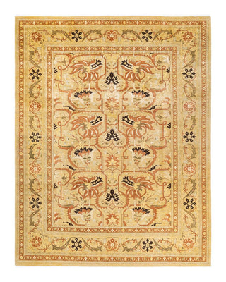Traditional Mogul Yellow Wool Area Rug 9' 0" x 11' 7" - Solo Rugs
