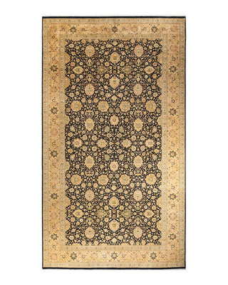 Traditional Mogul Black Wool Area Rug 9' 1" x 16' 4" - Solo Rugs