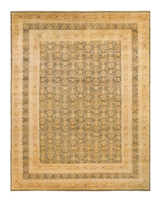 Traditional Mogul Green Wool Area Rug 9' 4" x 12' 2" - Solo Rugs