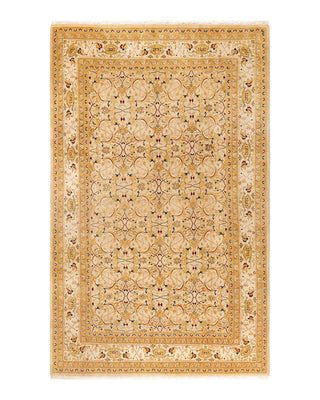 Traditional Mogul Ivory Wool Area Rug 5' 10" x 9' 1" - Solo Rugs