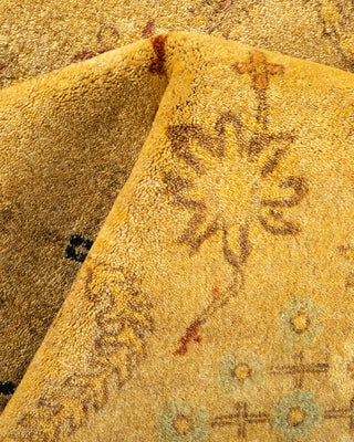 Traditional Mogul Yellow Wool Area Rug 6' 2" x 8' 10" - Solo Rugs