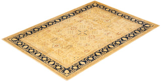 Traditional Mogul Yellow Wool Area Rug 6' 2" x 8' 10" - Solo Rugs