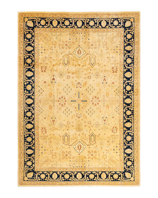 Traditional Mogul Yellow Wool Area Rug 6' 2" x 8' 10" - Solo Rugs