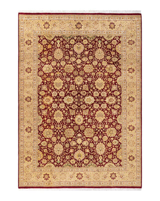 Traditional Mogul Red Wool Area Rug 6' 2" x 8' 8" - Solo Rugs