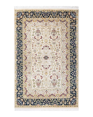 Traditional Mogul Ivory Wool Area Rug 4' 2" x 6' 3" - Solo Rugs