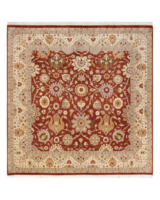 Traditional Mogul Orange Wool Square Area Rug 6' 2" x 6' 3" - Solo Rugs