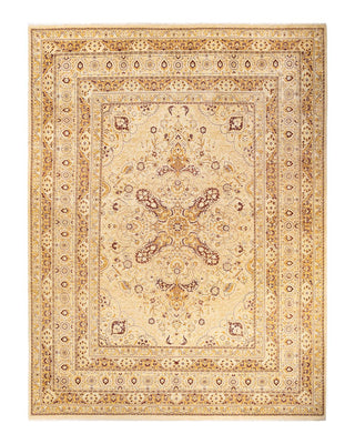Traditional Mogul Ivory Wool Area Rug 9' 2" x 12' 1" - Solo Rugs