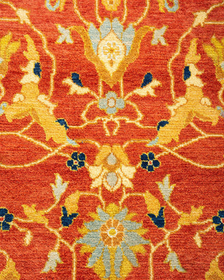 Traditional Mogul Orange Wool Area Rug 8' 0" x 10' 6" - Solo Rugs