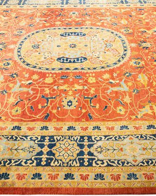 Traditional Mogul Orange Wool Area Rug 8' 0" x 10' 6" - Solo Rugs