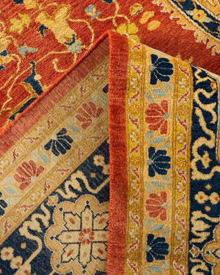 Traditional Mogul Orange Wool Area Rug 8' 0" x 10' 6" - Solo Rugs
