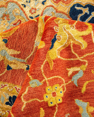 Traditional Mogul Orange Wool Area Rug 8' 0" x 10' 6" - Solo Rugs