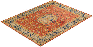 Traditional Mogul Orange Wool Area Rug 8' 0" x 10' 6" - Solo Rugs