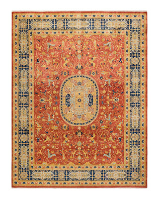 Traditional Mogul Orange Wool Area Rug 8' 0" x 10' 6" - Solo Rugs