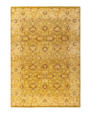 Traditional Mogul Green Wool Area Rug 6' 3" x 9' 1" - Solo Rugs