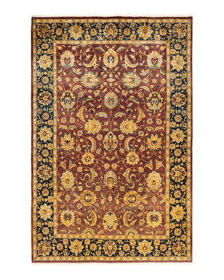 Traditional Mogul Red Wool Area Rug 6' 2" x 9' 4" - Solo Rugs