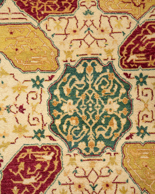 Traditional Mogul Ivory Wool Area Rug 6' 1" x 9' 4" - Solo Rugs