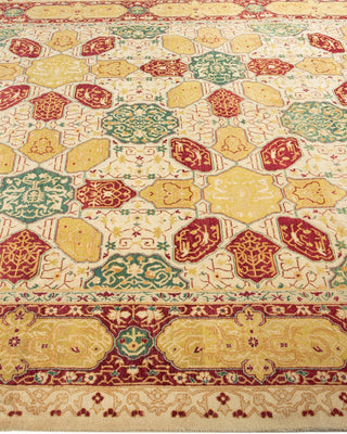 Traditional Mogul Ivory Wool Area Rug 6' 1" x 9' 4" - Solo Rugs