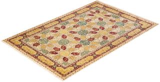 Traditional Mogul Ivory Wool Area Rug 6' 1" x 9' 4" - Solo Rugs