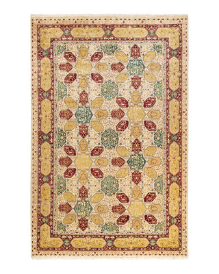 Traditional Mogul Ivory Wool Area Rug 6' 1" x 9' 4" - Solo Rugs