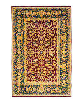 Traditional Mogul Red Wool Area Rug 6' 1" x 9' 4" - Solo Rugs