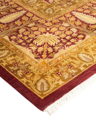 Traditional Mogul Purple Wool Area Rug 8' 10" x 11' 10" - Solo Rugs