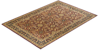 Traditional Mogul Red Wool Area Rug 6' 2" x 8' 10" - Solo Rugs
