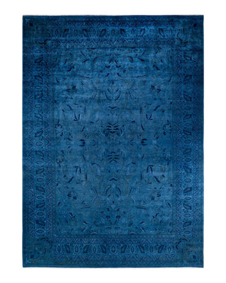 Contemporary Fine Vibrance Blue Wool Area Rug 10' 1" x 14' 3" - Solo Rugs
