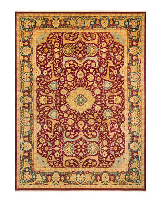 Traditional Mogul Purple Wool Area Rug 10' 3" x 13' 10" - Solo Rugs