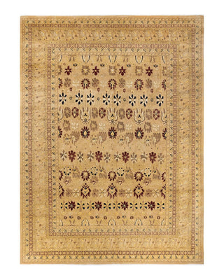 Traditional Mogul Ivory Wool Area Rug 9' 0" x 12' 3" - Solo Rugs