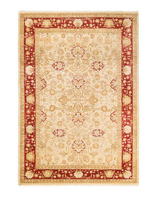 Traditional Mogul Ivory Wool Area Rug 6' 2" x 8' 10" - Solo Rugs